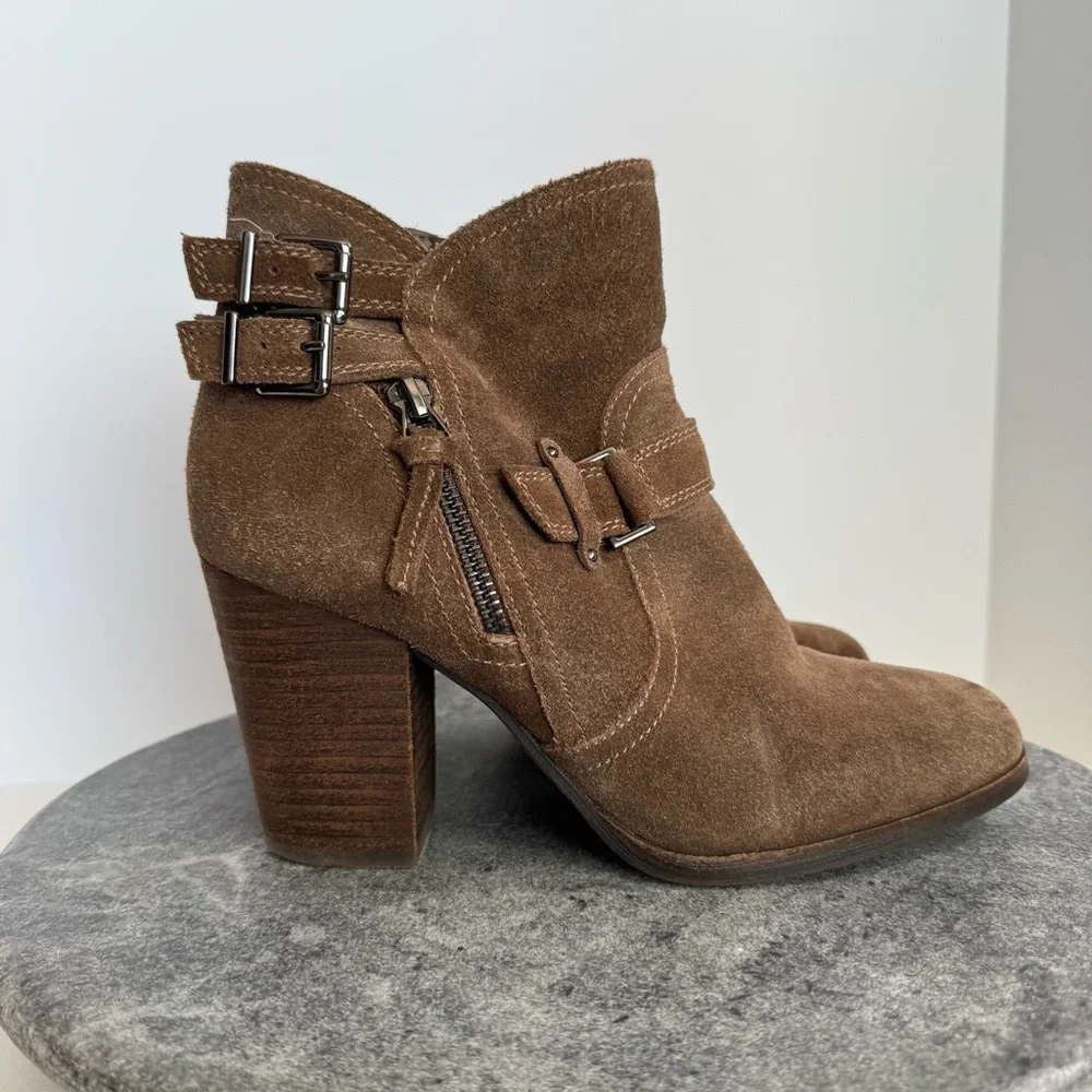 Gianni Bini Brown Suede Leather Marbess Ankle Booties 9.5